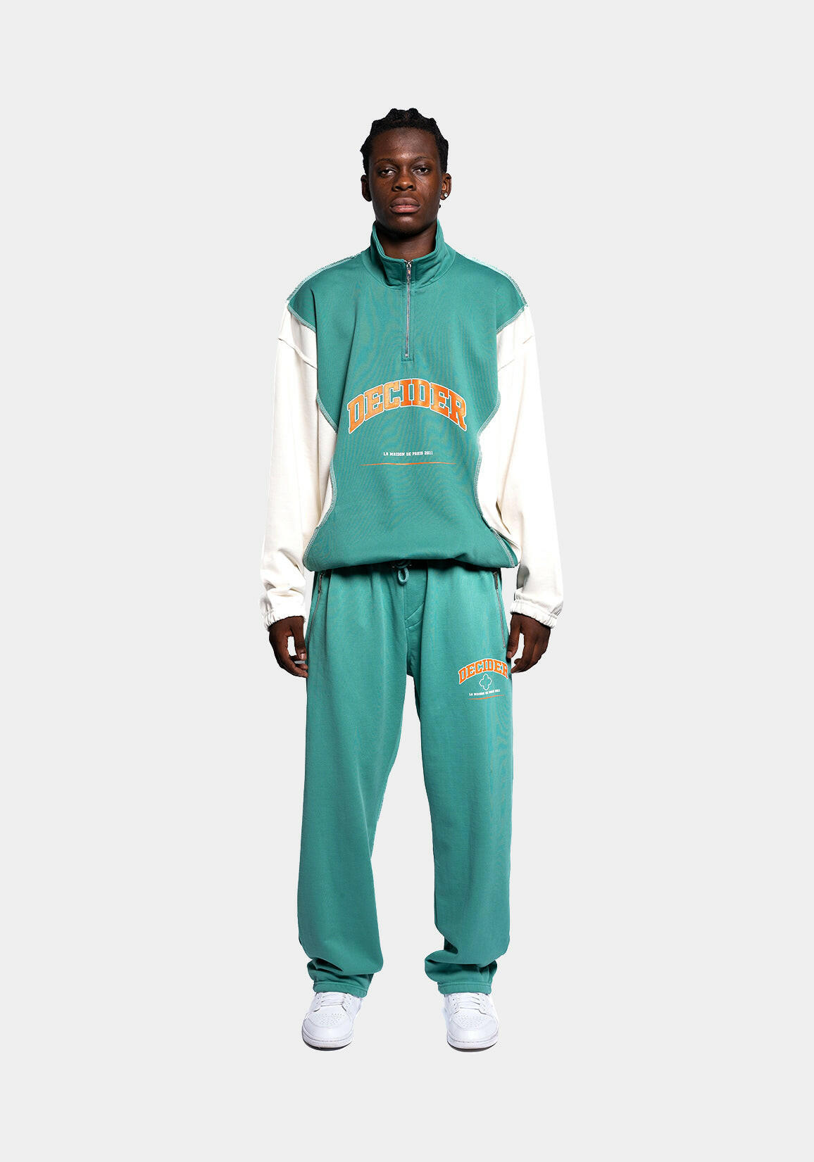 DCDR GREEN ZIP PULLOVER.