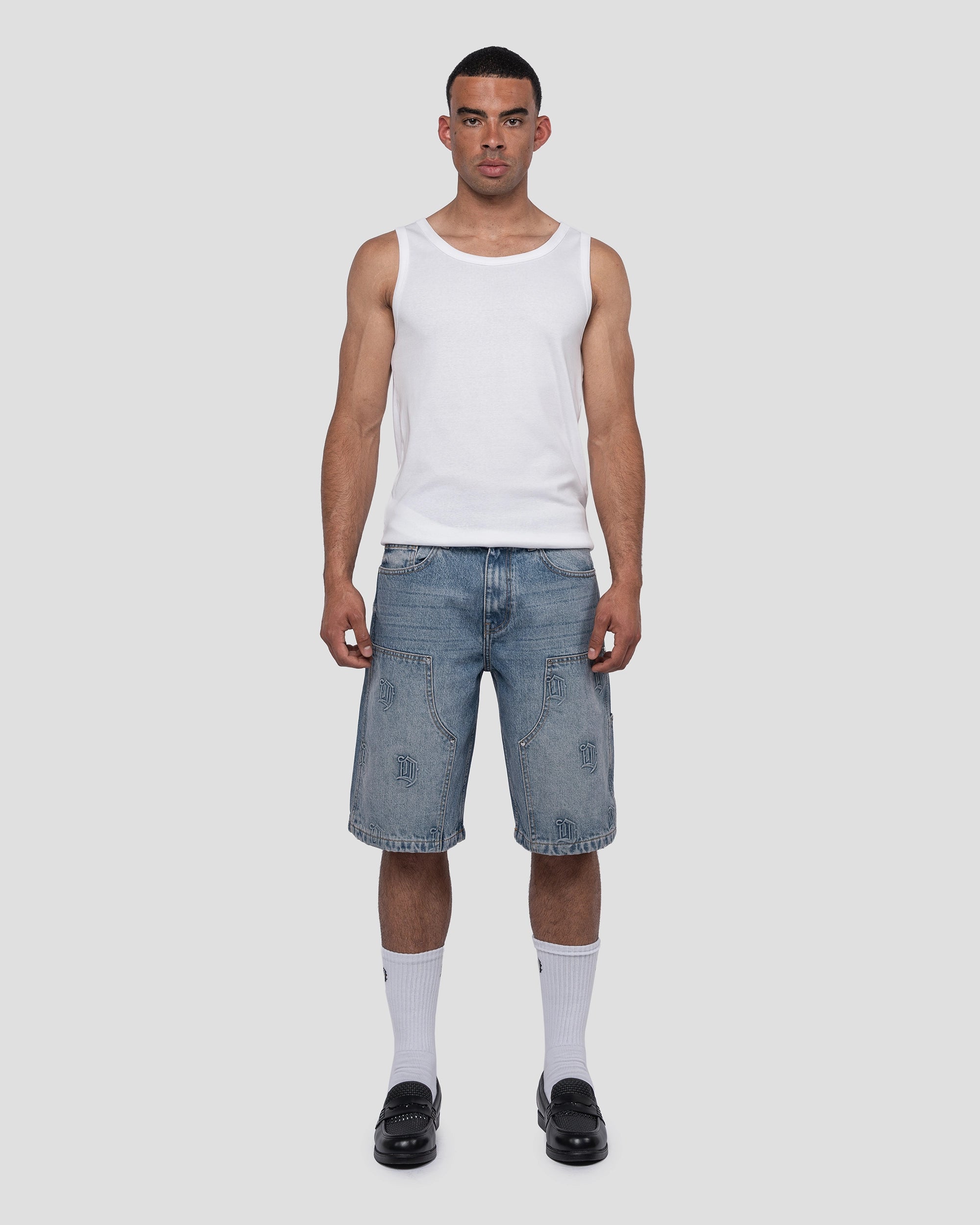 Monogramm Denim Jorts Blau
