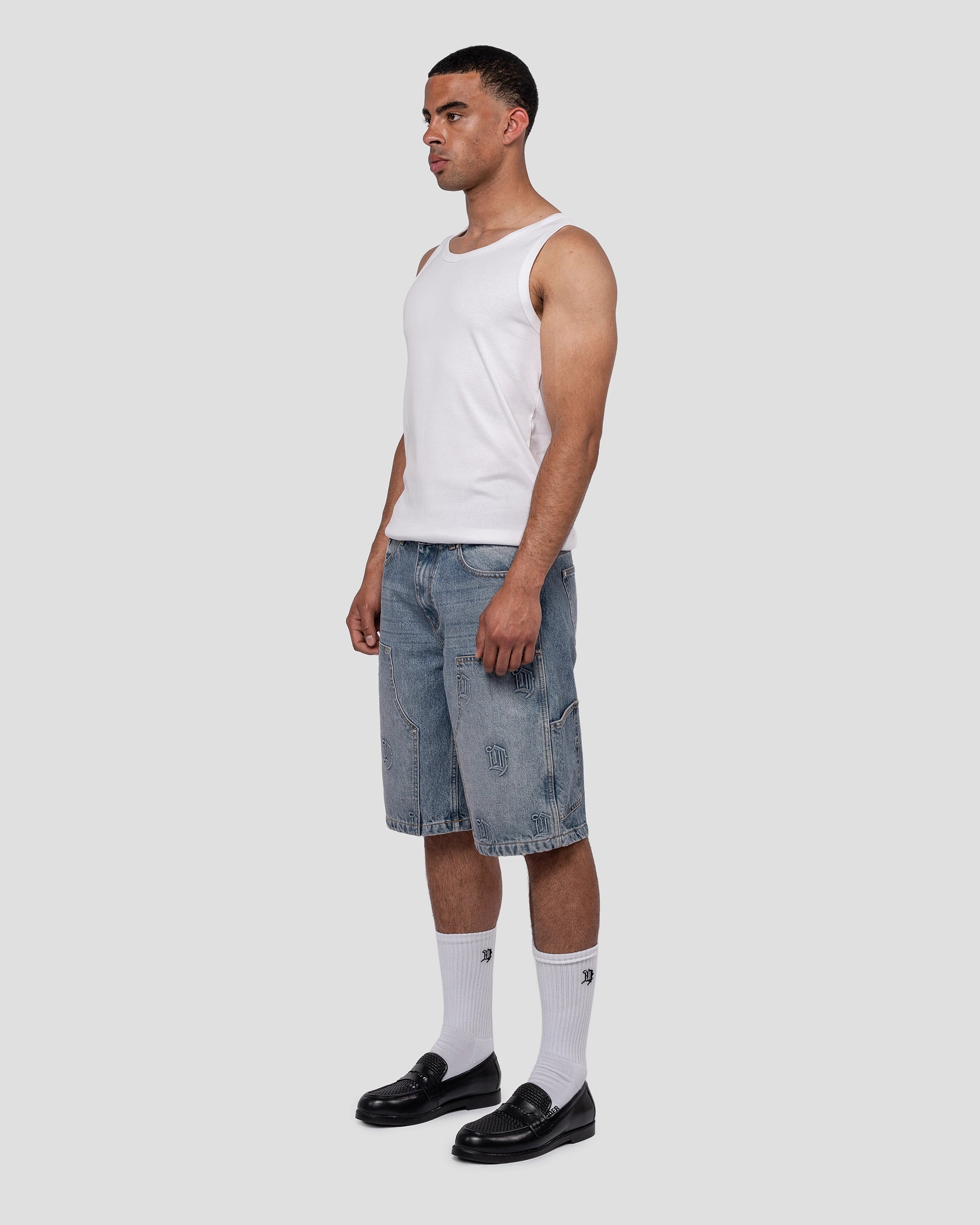 Monogramm Denim Jorts Blau