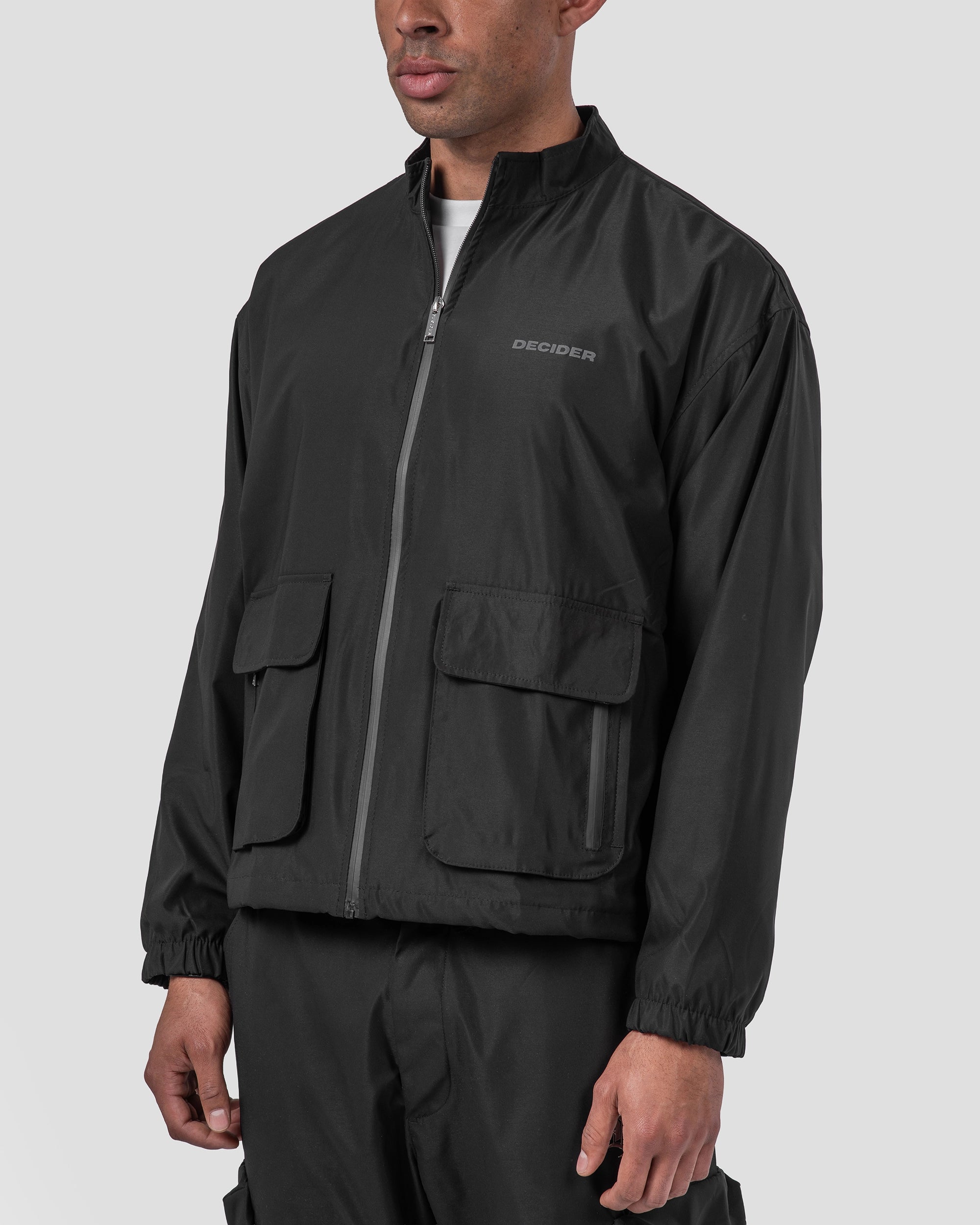 Technische Jacke mit Kreuzprint Schwarz