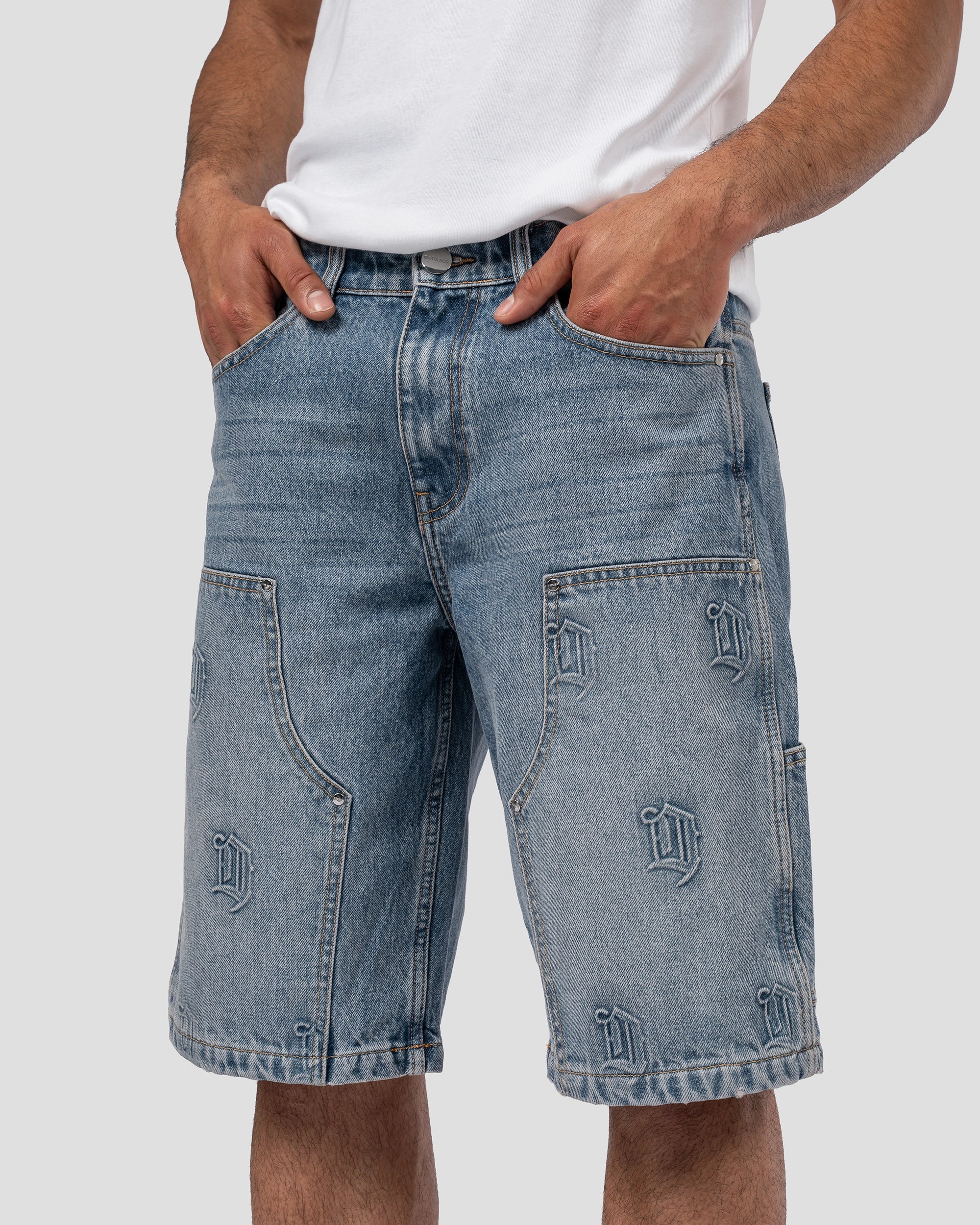 Monogramm Denim Jorts Blau